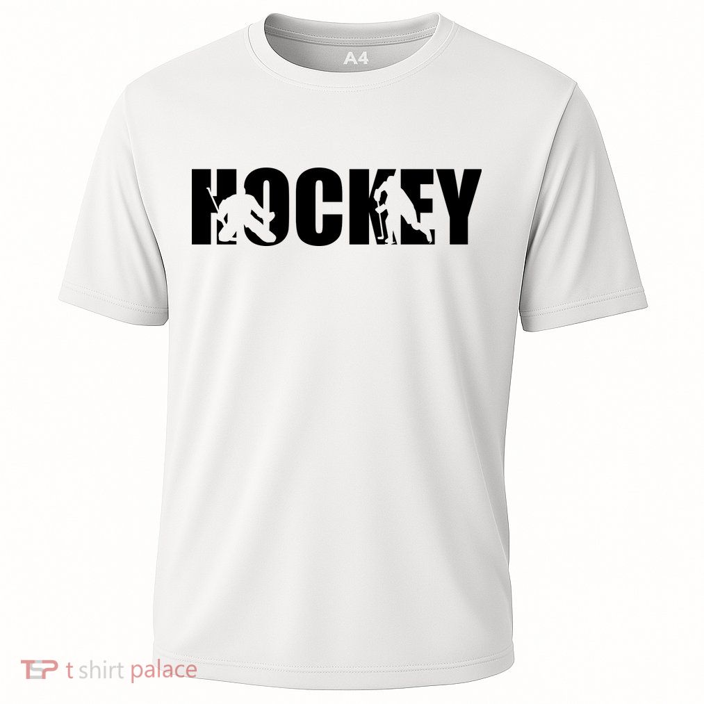 Hockey Word With Cut Out Silhouettes Performance Shirt