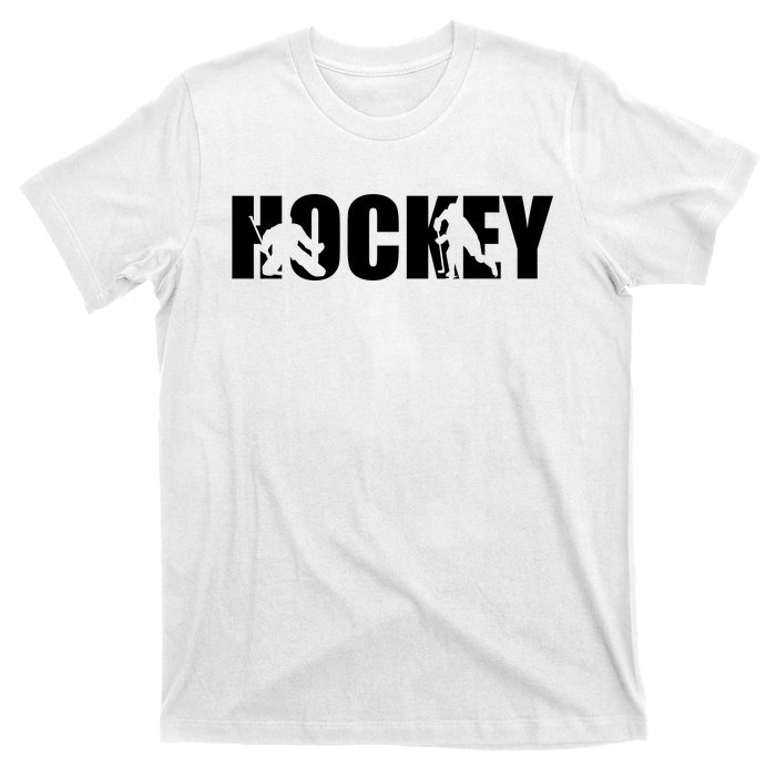 Hockey Word With Cut Out Silhouettes T-Shirt