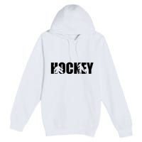 Hockey Word With Cut Out Silhouettes Premium Pullover Hoodie