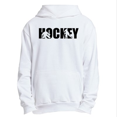 Hockey Word With Cut Out Silhouettes Urban Pullover Hoodie