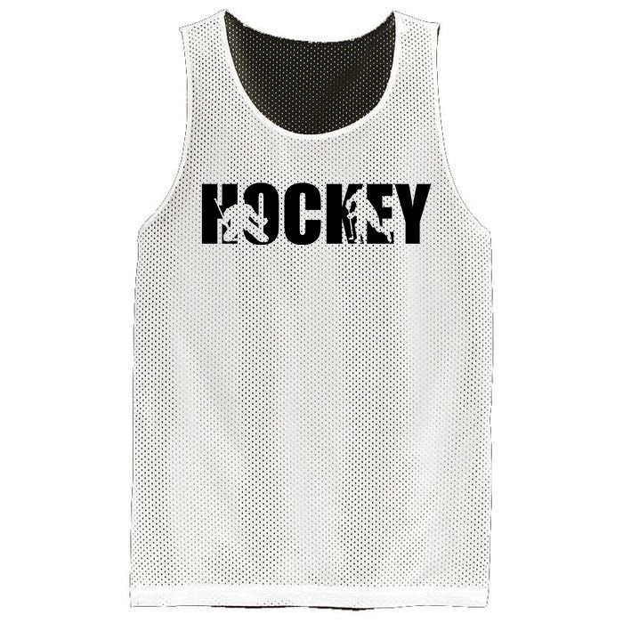 Hockey Word With Cut Out Silhouettes Mesh Reversible Basketball Jersey Tank