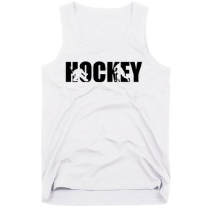 Hockey Word With Cut Out Silhouettes Tank Top