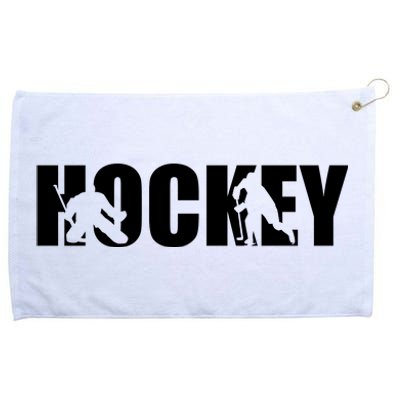 Hockey Word With Cut Out Silhouettes Grommeted Golf Towel