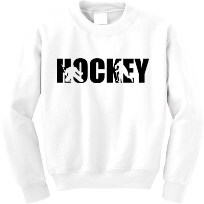 Hockey Word With Cut Out Silhouettes Kids Sweatshirt