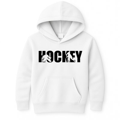 Hockey Word With Cut Out Silhouettes Kids Hoodie