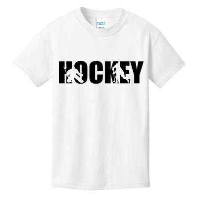Hockey Word With Cut Out Silhouettes Kids T-Shirt