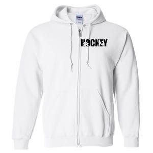 Hockey Word With Cut Out Silhouettes Full Zip Hoodie