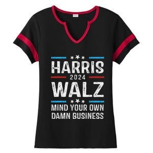 Harris Walz Waltz 2024 Mind Your Own Damn Business Ladies Halftime Notch Neck Tee