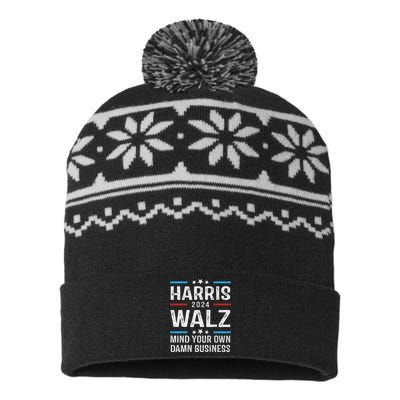 Harris Walz Waltz 2024 Mind Your Own Damn Business USA-Made Snowflake Beanie