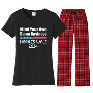 Harris Walz Waltz 2024 Mind Your Own Damn Business Women's Flannel Pajama Set