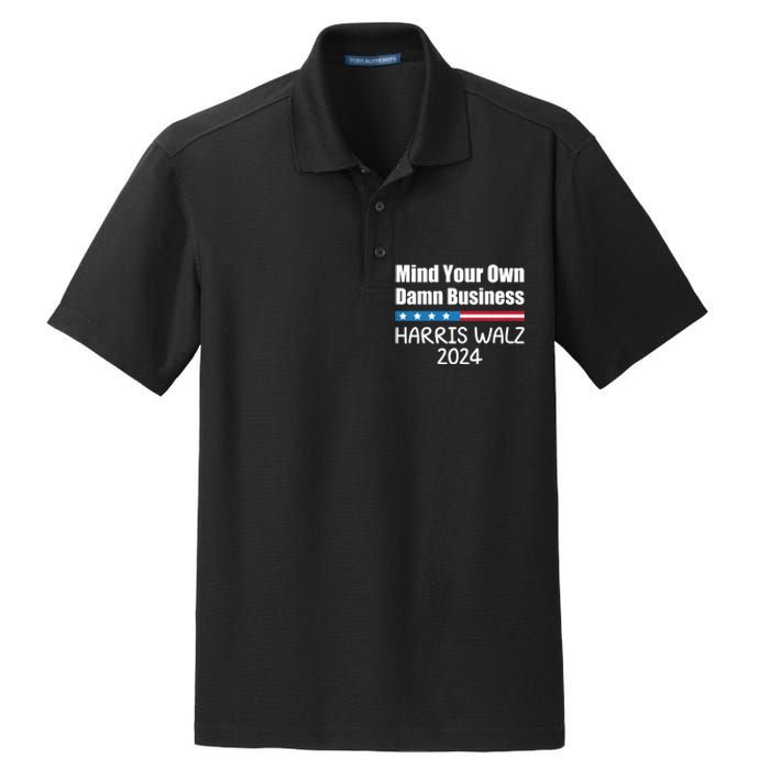 Harris Walz Waltz 2024 Mind Your Own Damn Business Dry Zone Grid Polo