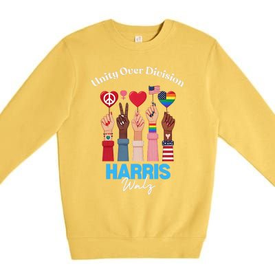 Harris Walz Waltz 2024 Unity Over Division Gift Premium Crewneck Sweatshirt