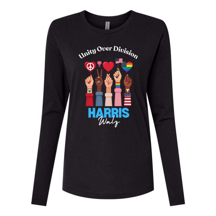 Harris Walz Waltz 2024 Unity Over Division Gift Womens Cotton Relaxed Long Sleeve T-Shirt