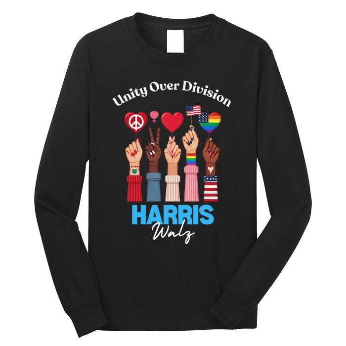 Harris Walz Waltz 2024 Unity Over Division Gift Long Sleeve Shirt