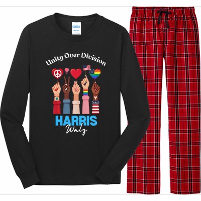 Harris Walz Waltz 2024 Unity Over Division Gift Long Sleeve Pajama Set