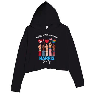 Harris Walz Waltz 2024 Unity Over Division Gift Crop Fleece Hoodie