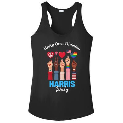 Harris Walz Waltz 2024 Unity Over Division Gift Ladies PosiCharge Competitor Racerback Tank