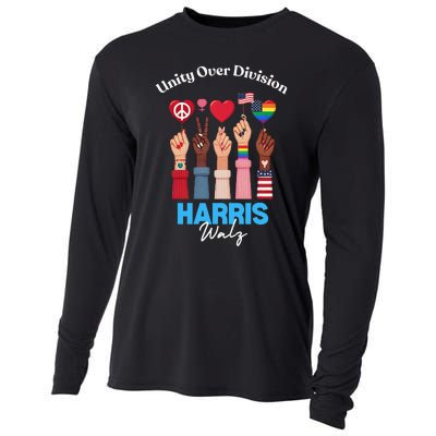 Harris Walz Waltz 2024 Unity Over Division Gift Cooling Performance Long Sleeve Crew