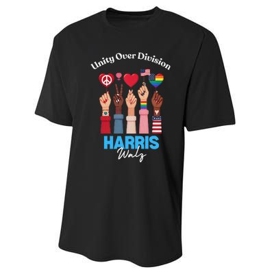 Harris Walz Waltz 2024 Unity Over Division Gift Performance Sprint T-Shirt