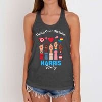 Harris Walz Waltz 2024 Unity Over Division Gift Women's Knotted Racerback Tank