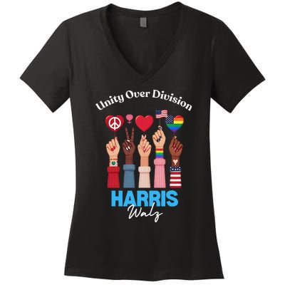 Harris Walz Waltz 2024 Unity Over Division Gift Women's V-Neck T-Shirt