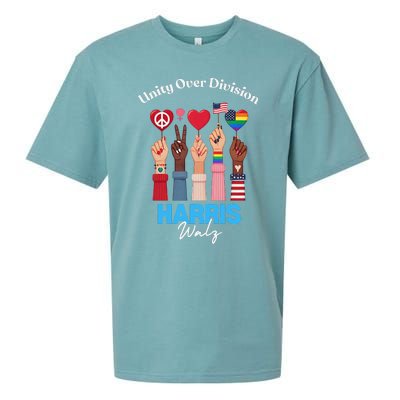 Harris Walz Waltz 2024 Unity Over Division Gift Sueded Cloud Jersey T-Shirt