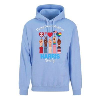 Harris Walz Waltz 2024 Unity Over Division Gift Unisex Surf Hoodie