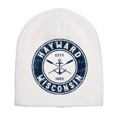 Hayward Wisconsin Wi Vintage Boat Anchor & Oars Short Acrylic Beanie