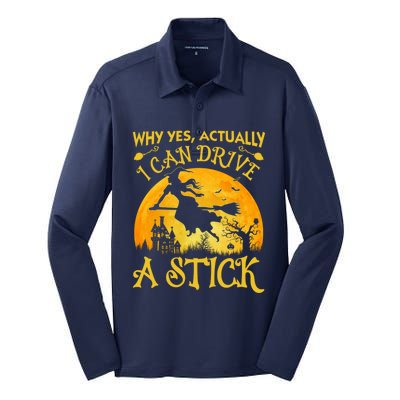 Halloween Why Yes Actually I Can Drive A Stick Silk Touch Performance Long Sleeve Polo