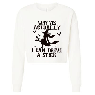 Halloween Why Yes Actually I Can Drive A Stick Funny Halloween Cropped Pullover Crew