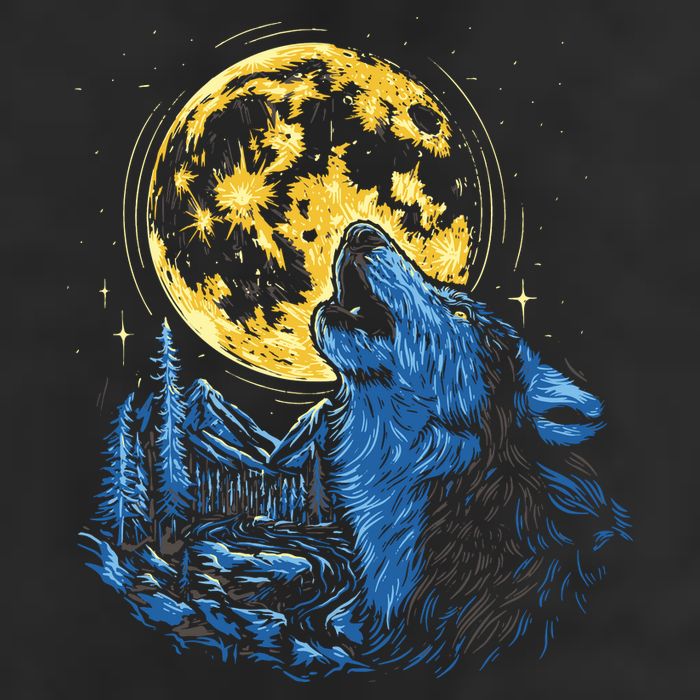 Howling Wolf Yellow Moon Cool Comfort Performance Bucket Hat