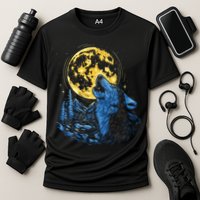 Howling Wolf Yellow Moon Cooling Performance Crew T-Shirt