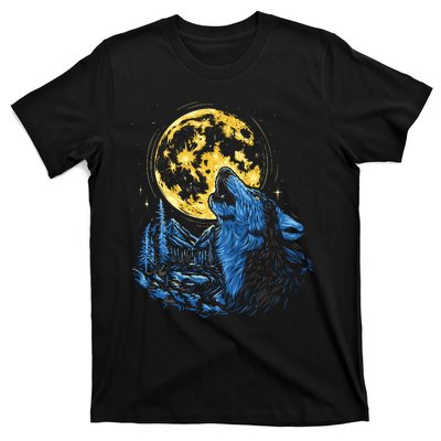 Howling Wolf Yellow Moon T-Shirt