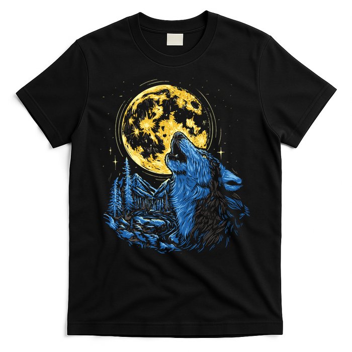 Howling Wolf Yellow Moon T-Shirt