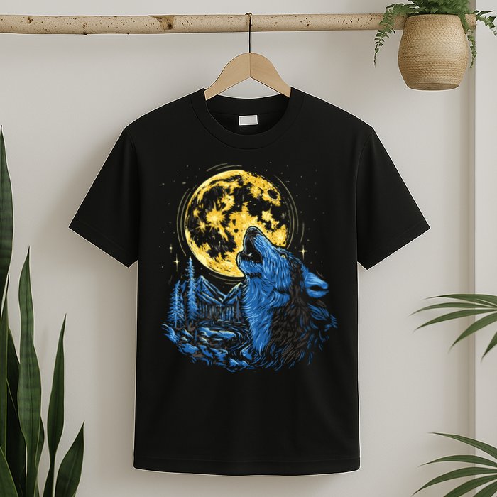 Howling Wolf Yellow Moon T-Shirt