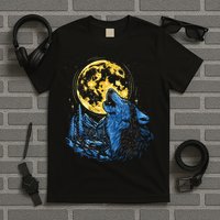Howling Wolf Yellow Moon T-Shirt