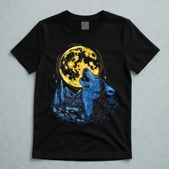 Howling Wolf Yellow Moon T-Shirt