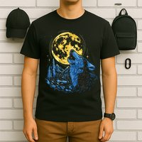 Howling Wolf Yellow Moon T-Shirt