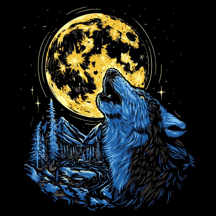 Howling Wolf Yellow Moon T-Shirt