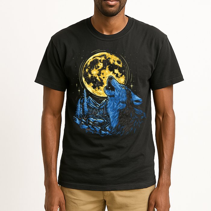 Howling Wolf Yellow Moon Tall T-Shirt