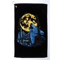Howling Wolf Yellow Moon Golf Towel