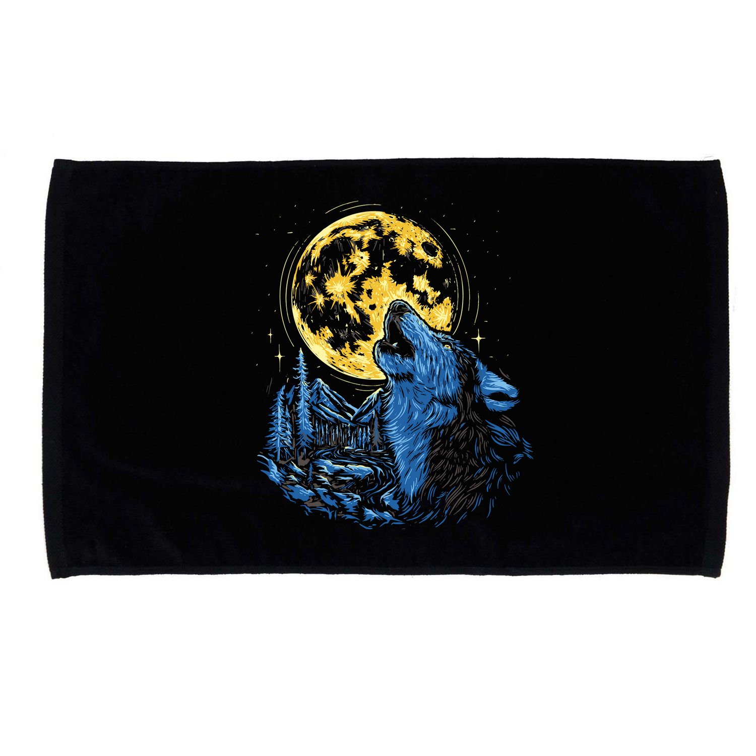 Howling Wolf Yellow Moon Microfiber Hand Towel
