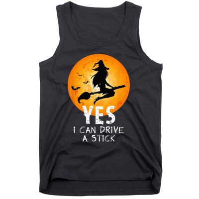 Halloween Witch Yes I Can Drive A Stick Funny Halloween Tank Top