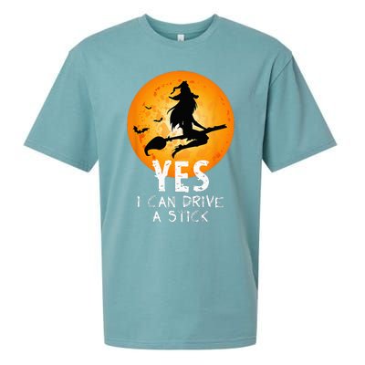 Halloween Witch Yes I Can Drive A Stick Funny Halloween Sueded Cloud Jersey T-Shirt