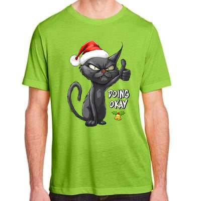 Holiday Xmas Christmas Cat Thumbs Up Doing Okay Sarcastic Adult ChromaSoft Performance T-Shirt