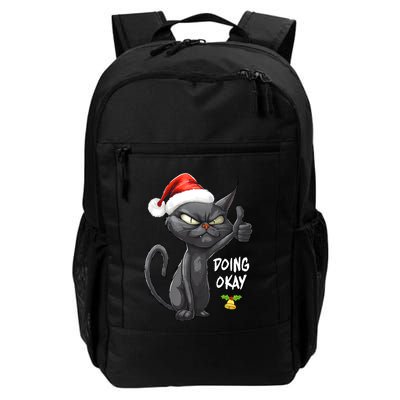 Holiday Xmas Christmas Cat Thumbs Up Doing Okay Sarcastic Backpack