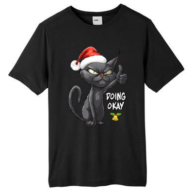 Holiday Xmas Christmas Cat Thumbs Up Doing Okay Sarcastic Tall Fusion ChromaSoft Performance T-Shirt