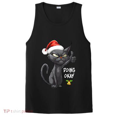 Holiday Xmas Christmas Cat Thumbs Up Doing Okay Sarcastic PosiCharge Competitor Tank