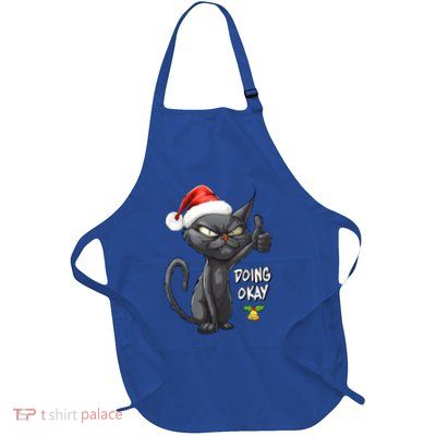 Holiday Xmas Christmas Cat Thumbs Up Doing Okay Sarcastic Apron