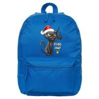 Holiday Xmas Christmas Cat Thumbs Up Doing Okay Sarcastic 16 in Basic Backpack